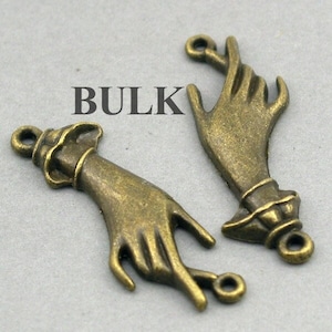 BULK 10 Hand Charm Connectors, Wholesale Hand Link pendant beads, Antique Bronze 14X44mm CM0435B