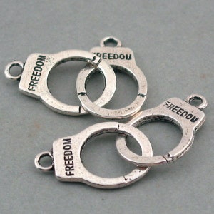 Handcuff Charm Connectors, Handcuffs Links pendant beads, up to 15 pcs, Antique Silver 15X40mm CM0294S