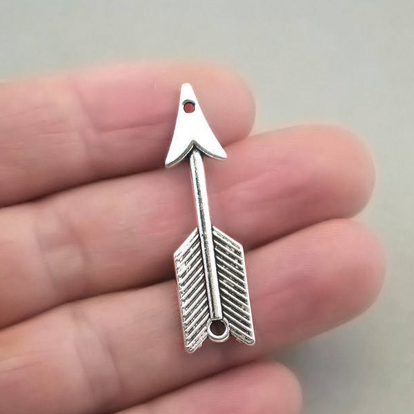 Arrow Charm Connectors, Arrow Link pendant beads, up to 12 pcs, Antique silver 10X40mm CM1105S