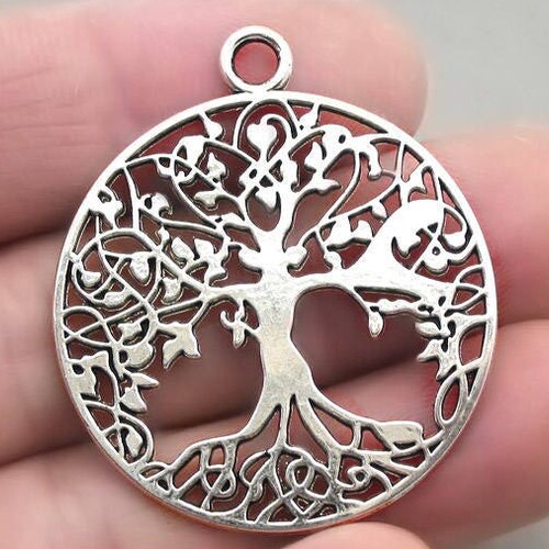 12 Tree of Life Connector Antique Silver Tone Charms SC7646 