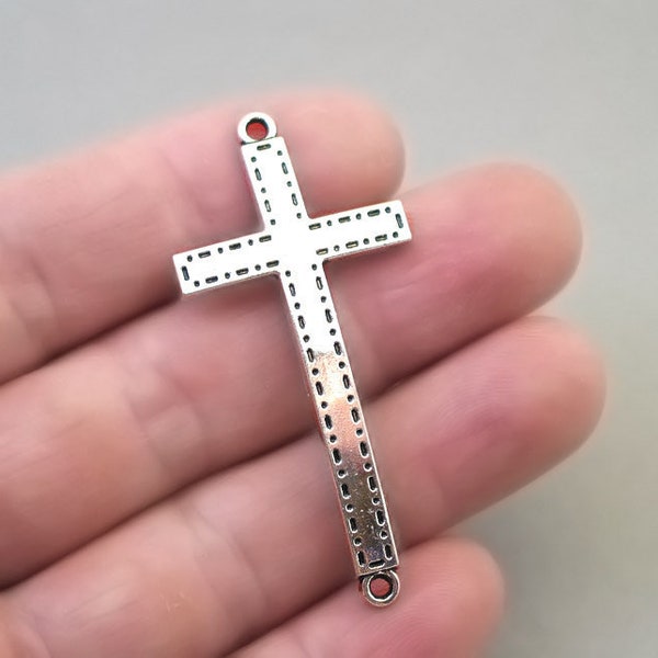 Cross Charm Connectors, Bracelet Cross Links pendant beads, up to 6 pcs, Antique Silver 25X54mm CM1500S