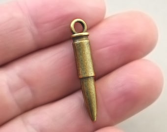 Bullet Charms, Bullet pendant beads, up to 15 pcs, Antique Bronze 6X33mm CM1653B