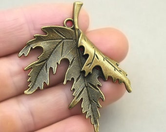 Maple Leaf Charms, Large Maple Leaf pendant beads, up to 2 pcs, Antique Bronze 44X55mm CM1745B