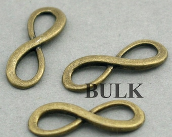 Wholesale Endless Love pendant beads Antique Bronze 8X24mm CM0346B BULK 40 Infinity Charm Connectors