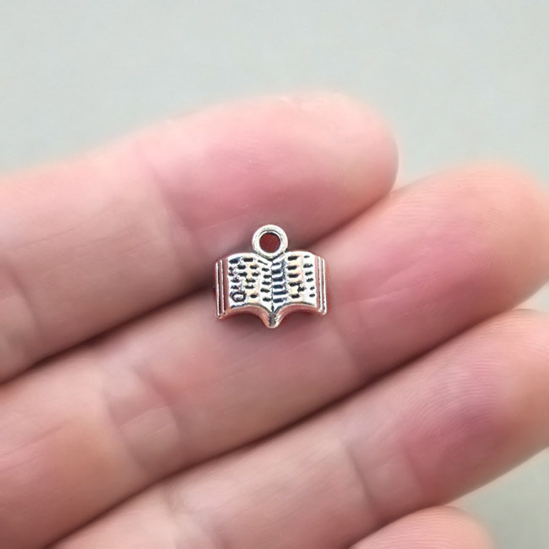 Book Charms Book Pendant Beads up to 20 Pcs Antique Silver Etsy