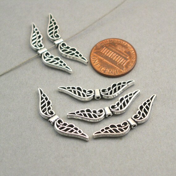 BULK 40 Angel Wing Beads Wholesale Filigree Wing Beads Antique