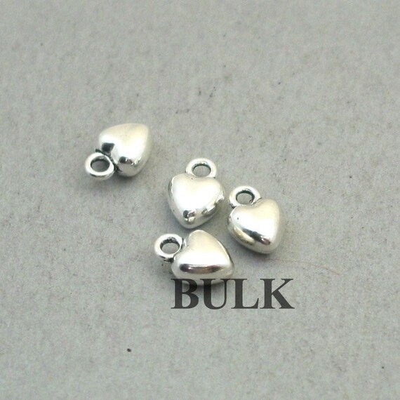 BULK 50 Heart Charms Wholesale Small Puffy Heart Pendant Beads