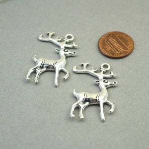 Deer Charms, Deer with Antler pendant beads, up to 6 pcs, Antique Silver 22X37mm CM1658S image 3