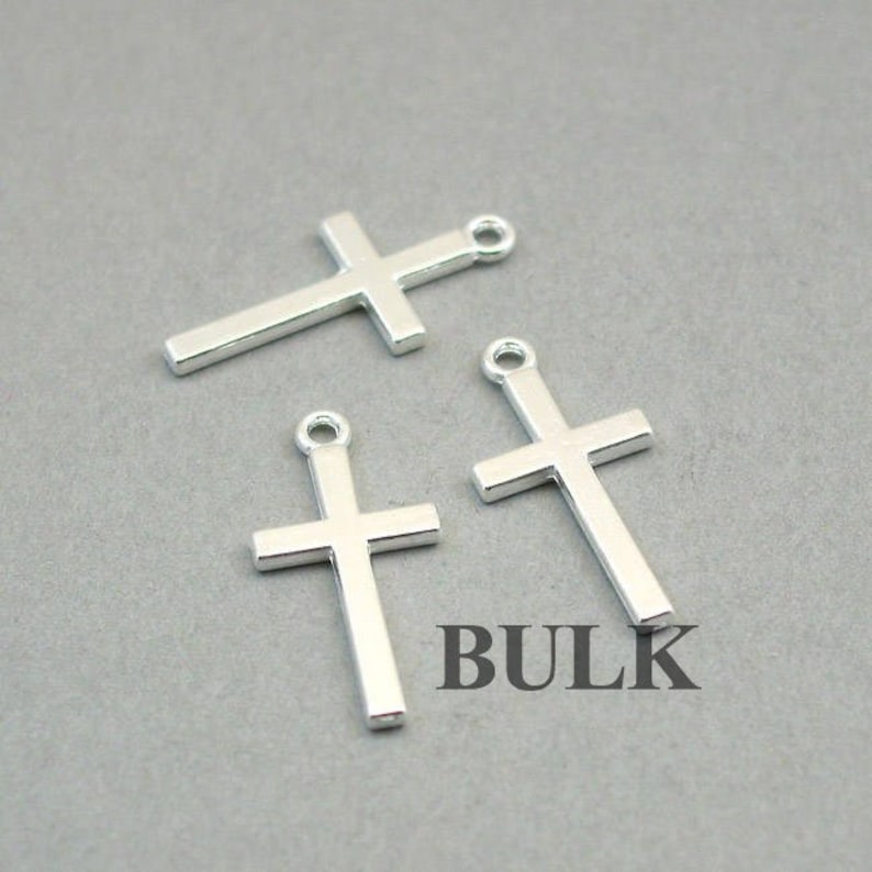 Wholesale Cross pendant beads Antique Silver 12X26mm CM1186S BULK 40 Cross Charms