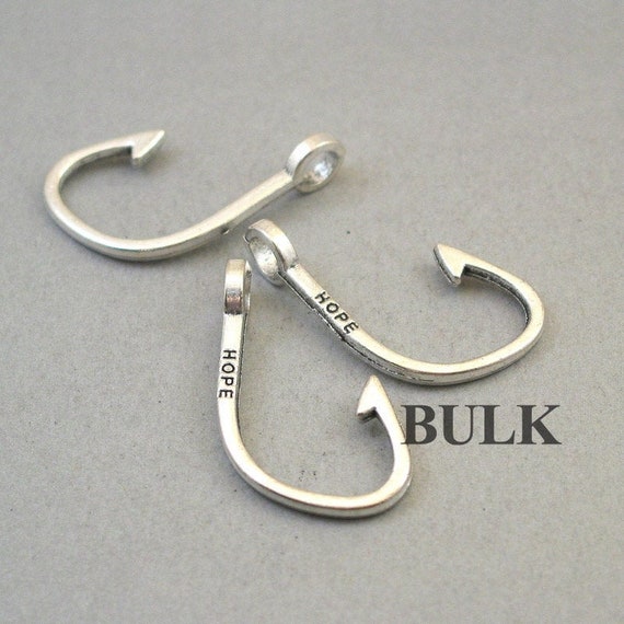 BULK 20 Fish Hook Charms, Wholesale Large Fish Hook Pendant Beads, Antique  Silver 23x36mm CM1379S -  UK