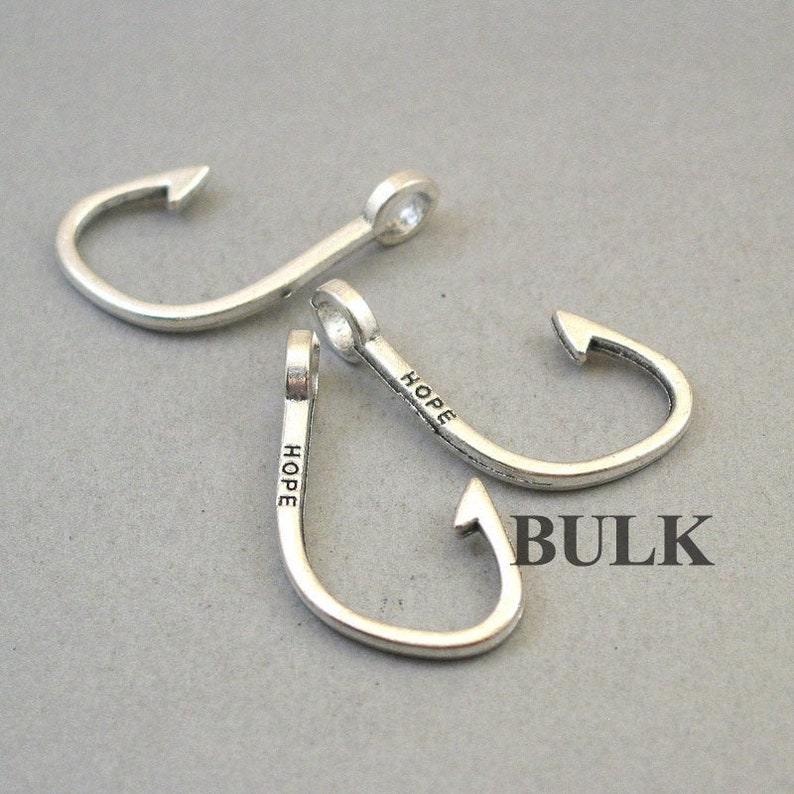 BULK 20 Fish Hook Charms Wholesale Large Fish Hook Pendant Etsy