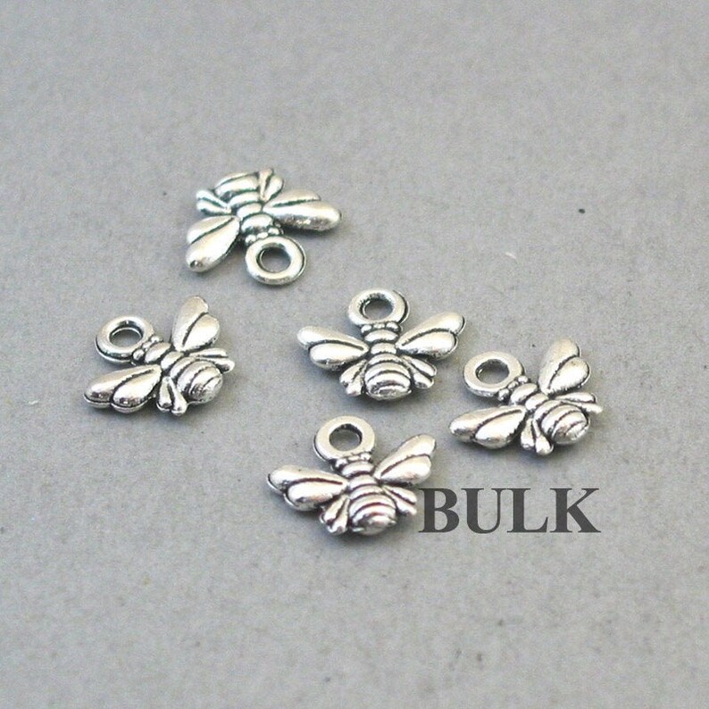 Antique Silver 9X11mm CM1599S BULK 80 Bee Charms Wholesale Wasp Small pendant beads