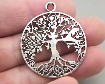 LOT 100x Antique Sliver Tree of Life Pendant Charms for DIY Jewelry Findings