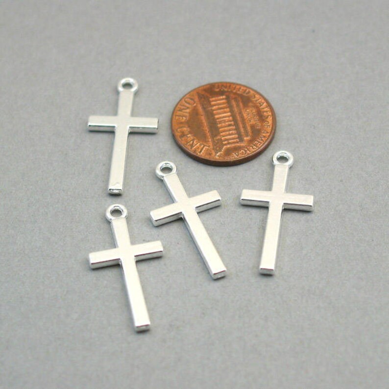 Wholesale Cross pendant beads Antique Silver 12X26mm CM1186S BULK 40 Cross Charms
