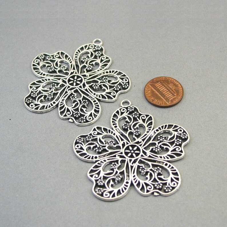 BULK 5 Flower Charms Wholesale Large Flower Filigree Pendant Etsy