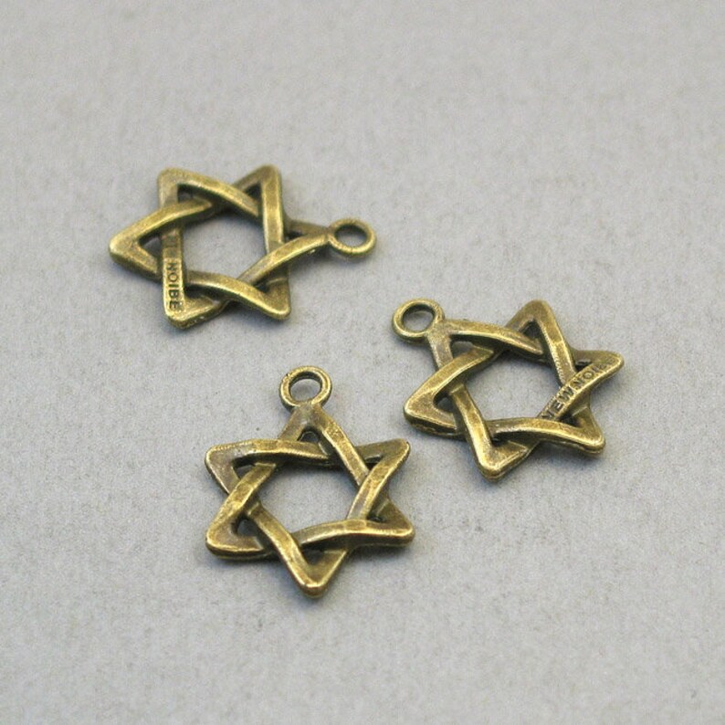 Wholesale Six Point Star pendant beads BULK 30 Star of David Charms Antique Bronze 17X23mm CM1454B