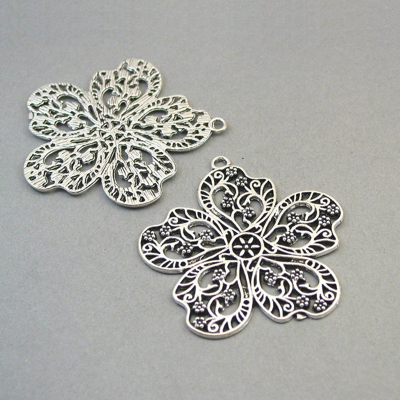 BULK 5 Flower Charms Wholesale Large Flower Filigree Pendant Etsy