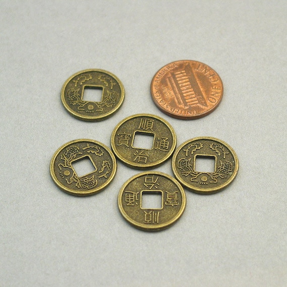 BULK 30 Coin Charms Wholesale Feng Shui Chinese Lucky Coin