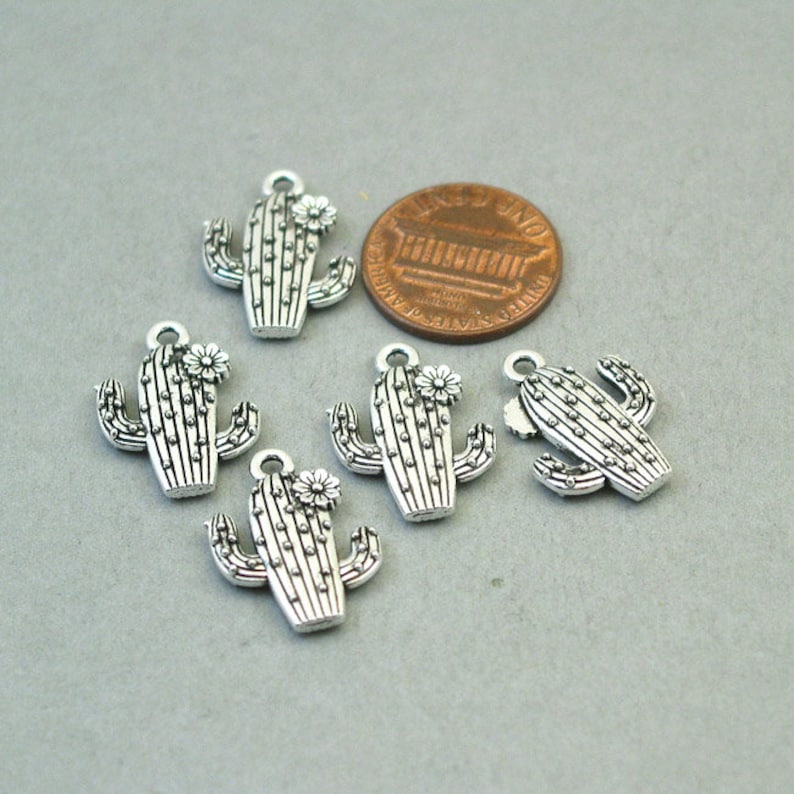 15X20mm CM1372S Cactus Flower pendant beads up to 12 pcs Cactus Charms Antique Silver
