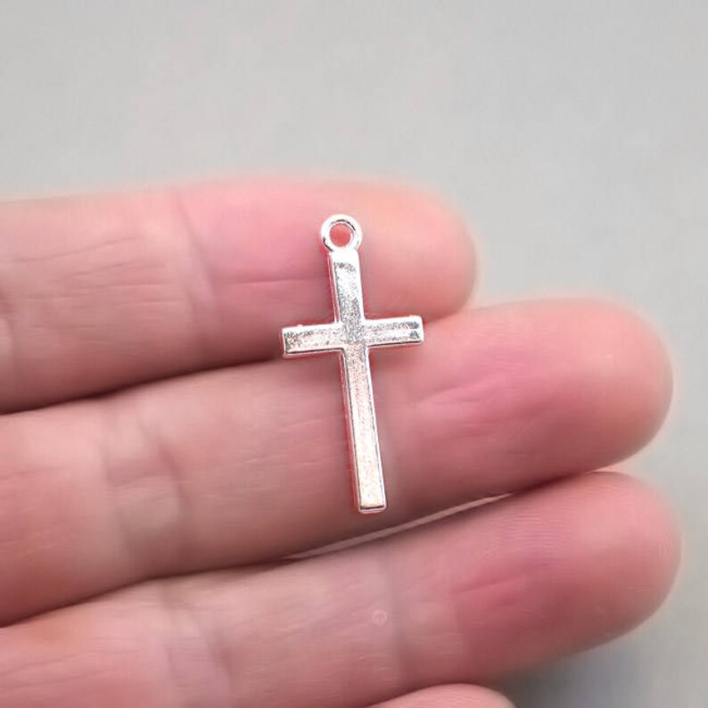Wholesale Cross pendant beads Antique Silver 12X26mm CM1186S BULK 40 Cross Charms