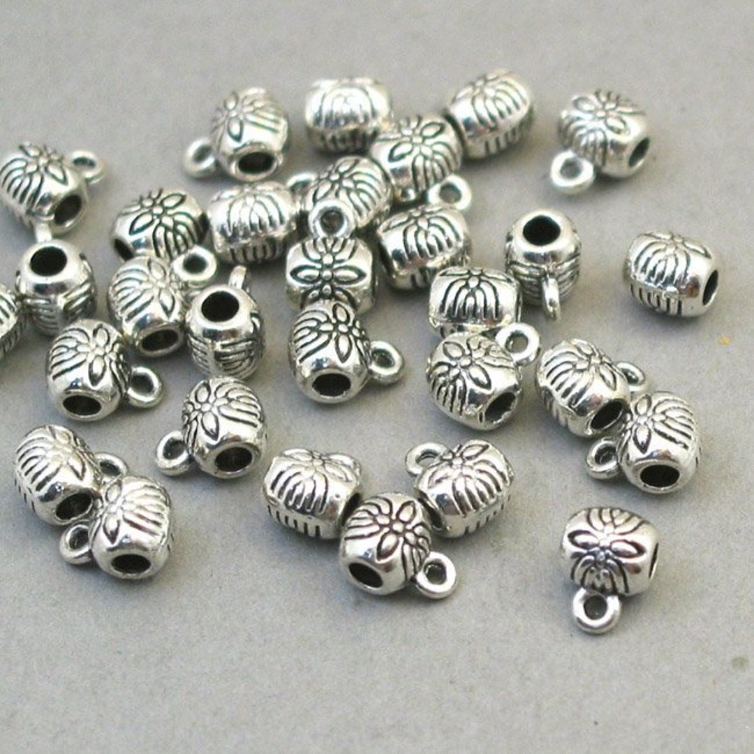 Flower Barrel Bails, Small Tube Bails, up to 80 Pcs, Antique Silver ...