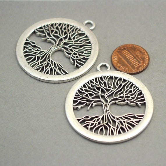 BULK 10 Tree Charms Wholesale Large Tree of Life pendant beads Antique Silver 37mm CM0090S BULK 10 Tree Charms Wholesale Large Tree of Life pendant beads Antique Silver 37mm CM0090S