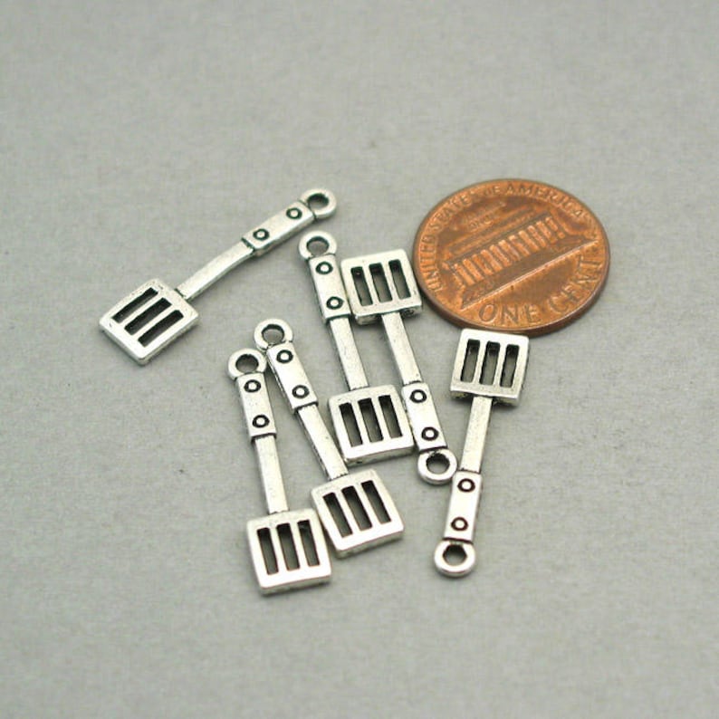 Antique Silver 6X27mm CM1088S Cooking Spatula pendant beads up to 16 pcs Spatula Charms