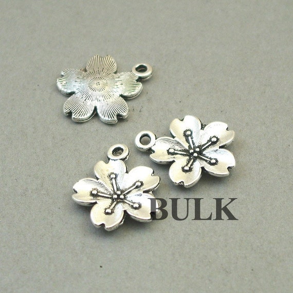 BULK 30 Flower Charms Wholesale Cherry Blossom Flower Pendant