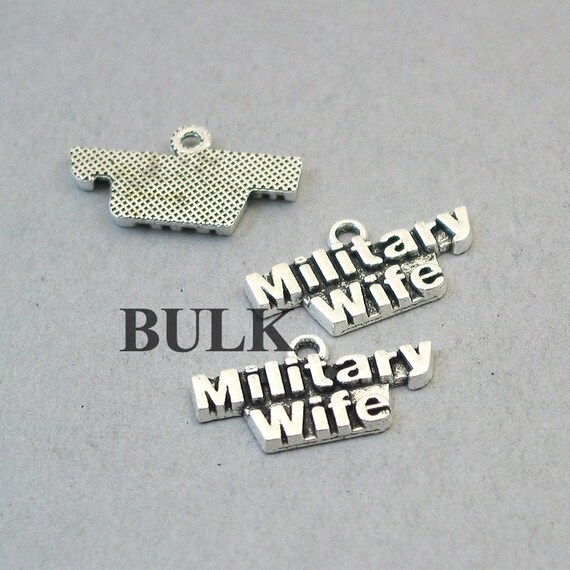 BULK 30 Military Wife Charms Wholesale Army Wife Pendant Beads