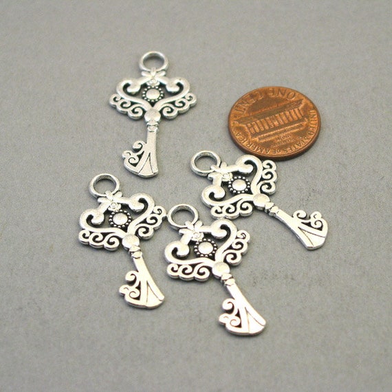 Witch Charms Antiqued Silver Word Pendants Fairy Tale Findings 10pcs