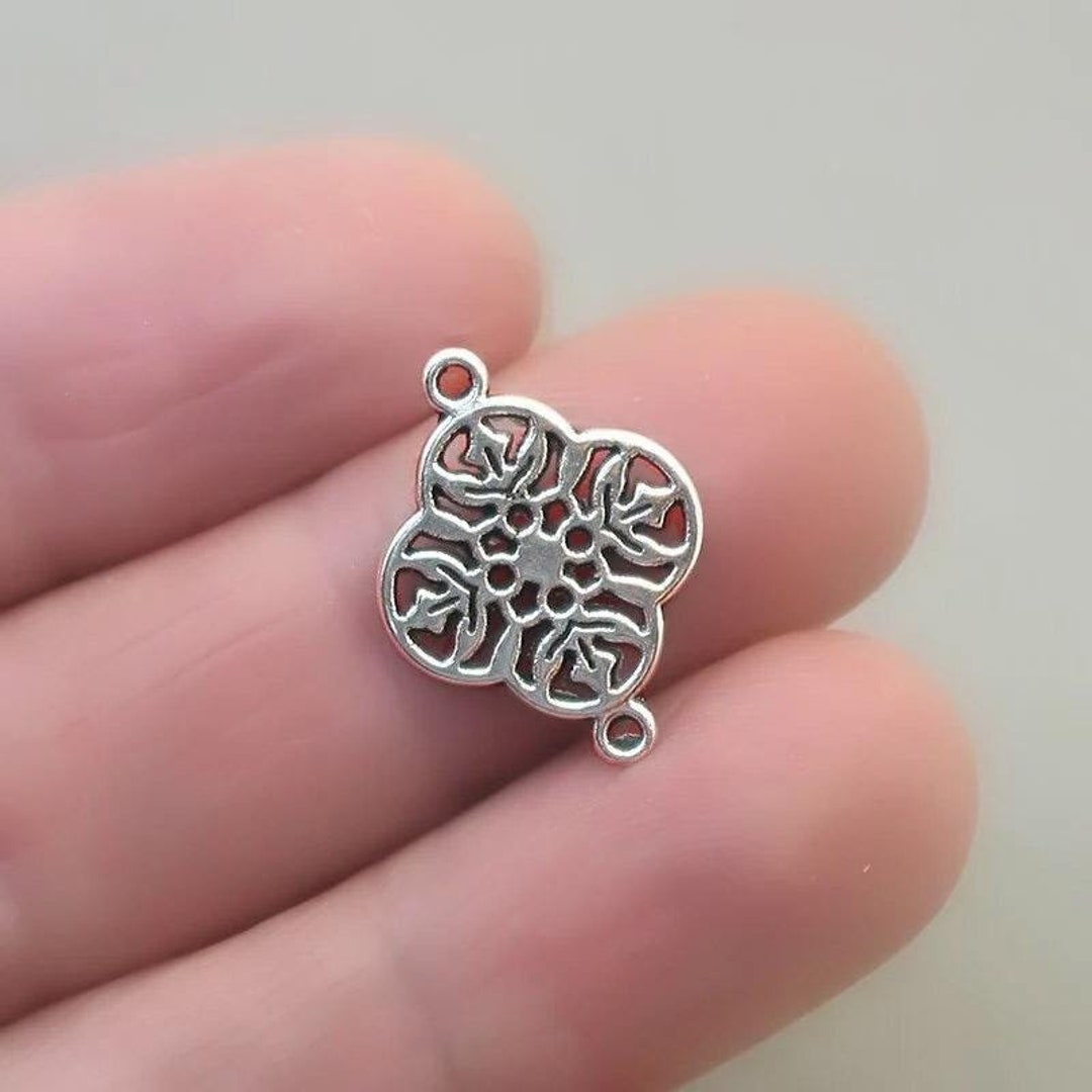Flower Charm Connectors, Filigree Flower Links Pendant Beads