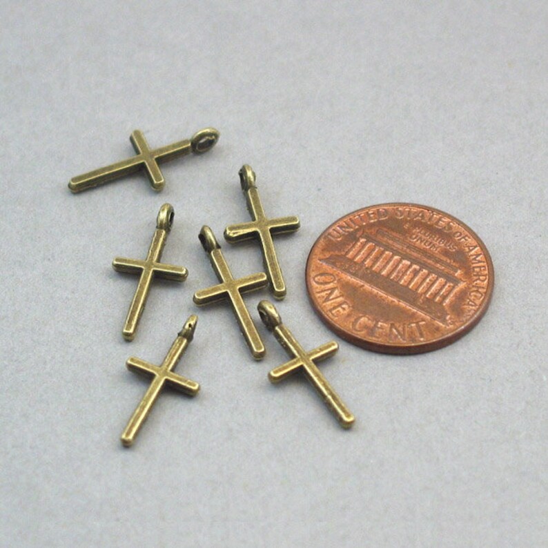 Cross Charms Small Cross Pendant Beads up to 30 Pcs Antique Etsy