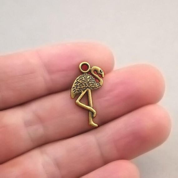 Breloque Flamant Rose En Acier Inoxydable 304 - Lot De 2 Pièces - 14,6 X 7 X 1 Mm - Neuf