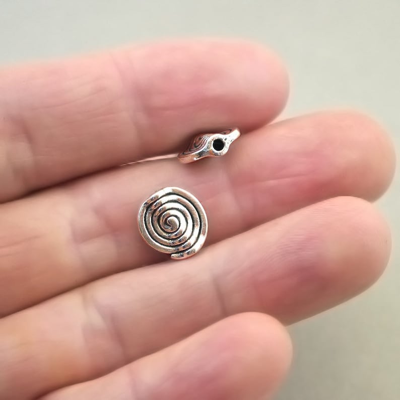 Antique Silver 10X11mm BD0195S Wholesale Spiral Coin Beads BULK 50 Swirl Disc Beads