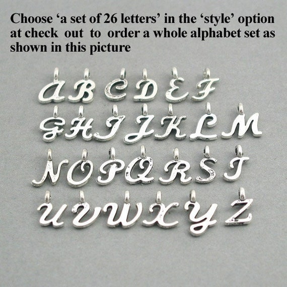 Antiqued Finish Sterling Silver Letter C Disk Charm Antiqued Finish Sterling Silver Letter C Disk Charm