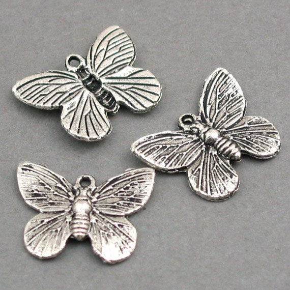 Butterfly Charm Antiqued Sterling Silver Butterfly Charm Antiqued Sterling Silver