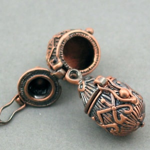 Prayer Boxes Drop shape Copper Lockets Antique Copper tone 2pcs 12X22mm CK0020H