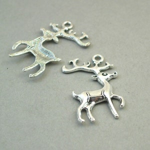 Deer Charms, Deer with Antler pendant beads, up to 6 pcs, Antique Silver 22X37mm CM1658S image 2