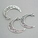 Moon Charm Connectors, Large Crescent Moon Link pendant beads, Filigree Crescent Moon, up to 6 pcs, Antique Silver 31X40mm CM0741S 