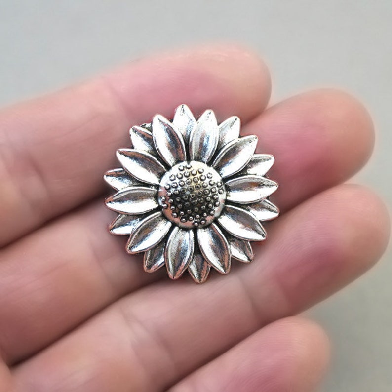 BULK 8 Sunflower Charms Wholesale Large Flower Pendant Beads Etsy