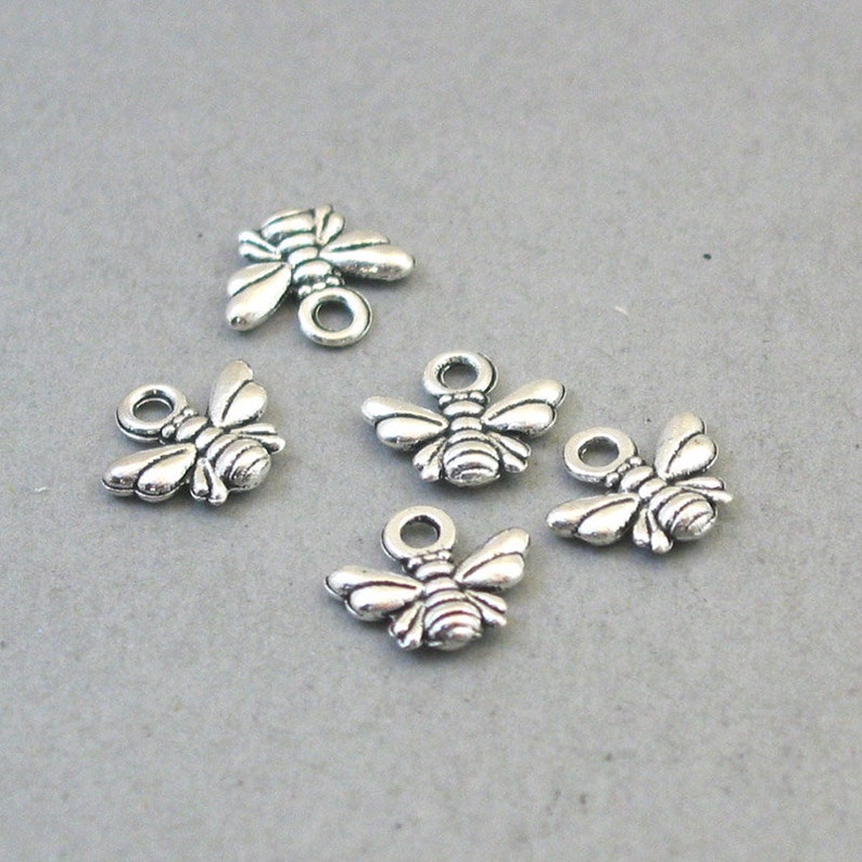 Antique Silver 9X11mm CM1599S BULK 80 Bee Charms Wholesale Wasp Small pendant beads