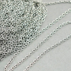 Cable Chain, Silver Plated Brass Chain, Oval Link Chain, 3.3Ft or 1 meter per unit CHS0101 bild 1