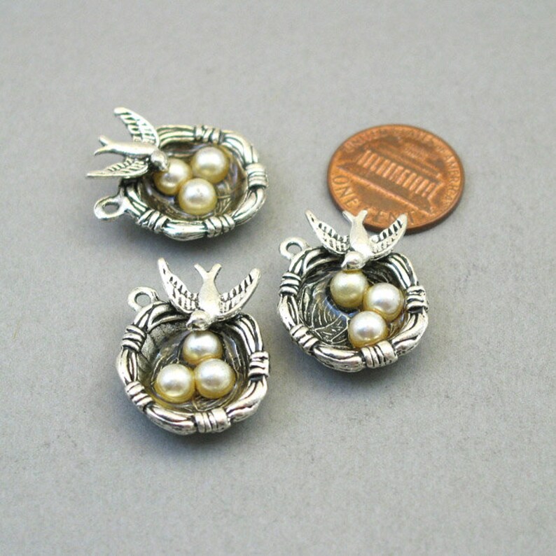BULK 8 Bird Nest Charms Wholesale Bird Eggs Nest Pendant Etsy
