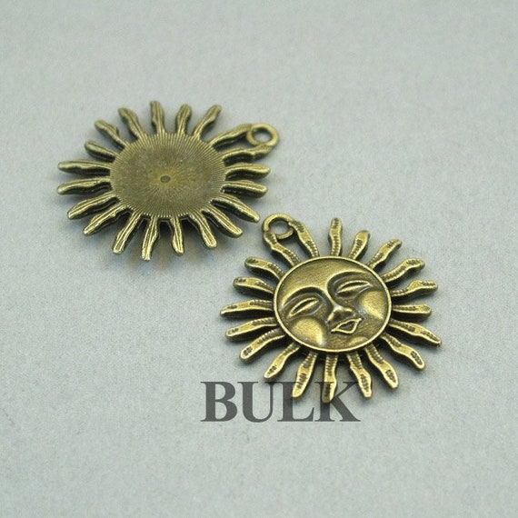 BULK 10 Sun Charms Wholesale Large Sun Face Pendant Beads