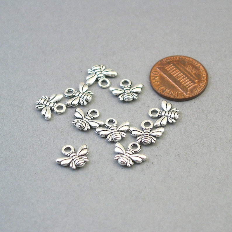 Antique Silver 9X11mm CM1599S BULK 80 Bee Charms Wholesale Wasp Small pendant beads