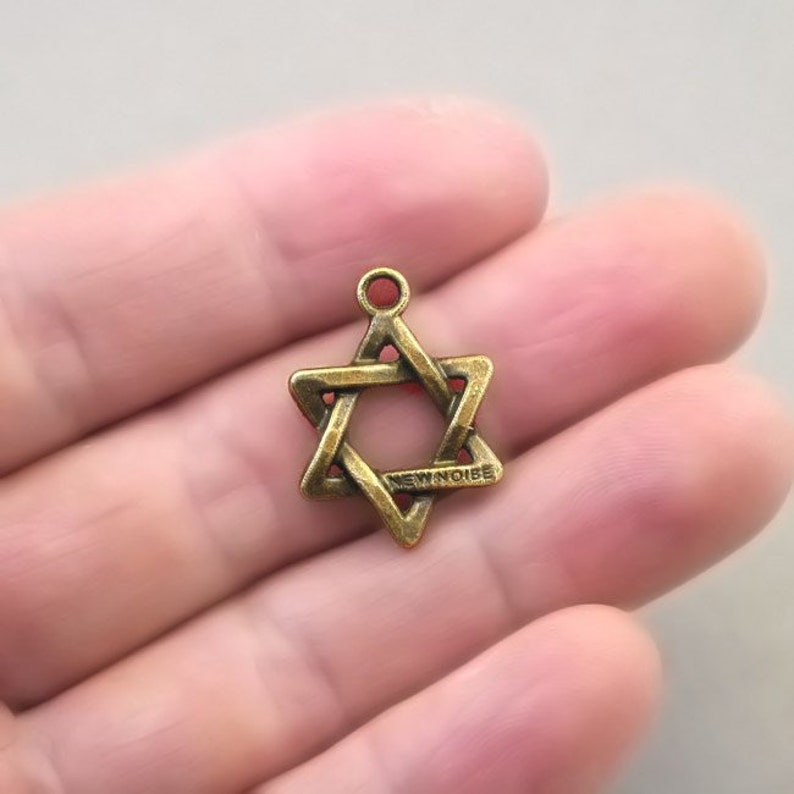 Wholesale Six Point Star pendant beads BULK 30 Star of David Charms Antique Bronze 17X23mm CM1454B