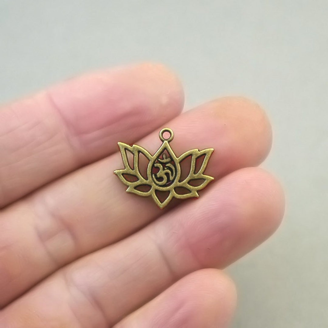 Lotus Charms Filigree Lotus Om Yoga Pendant Beads up to 10 Etsy