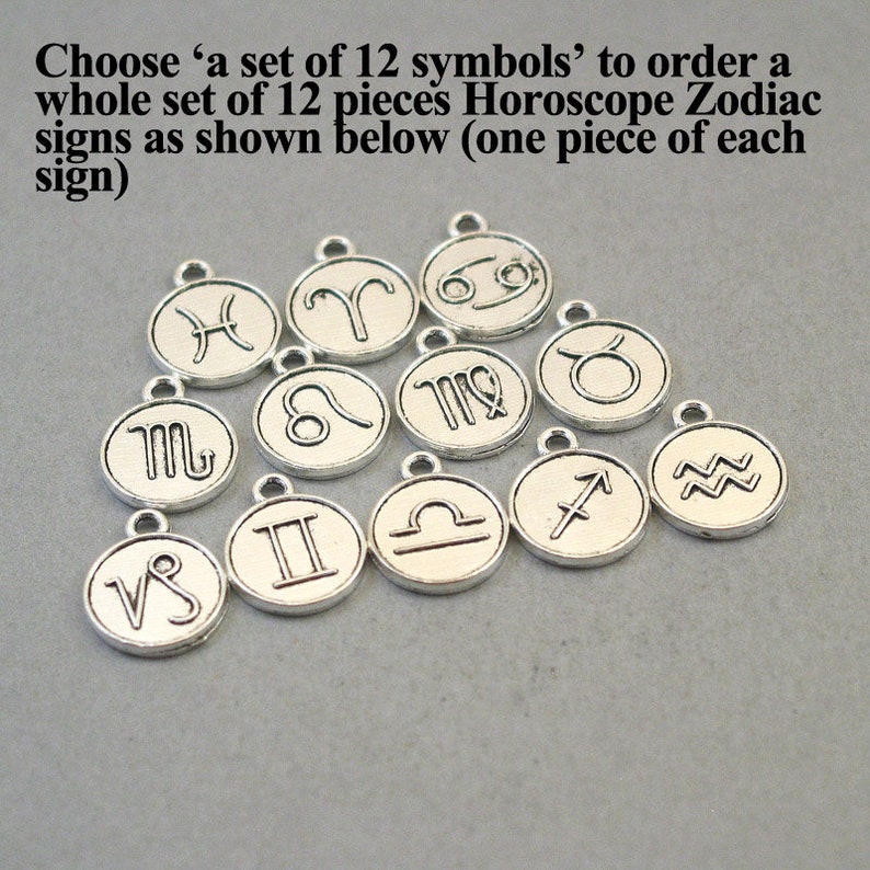 Zodiac Sign Charms Horoscope Symbol Birthday Disc Pendant Etsy