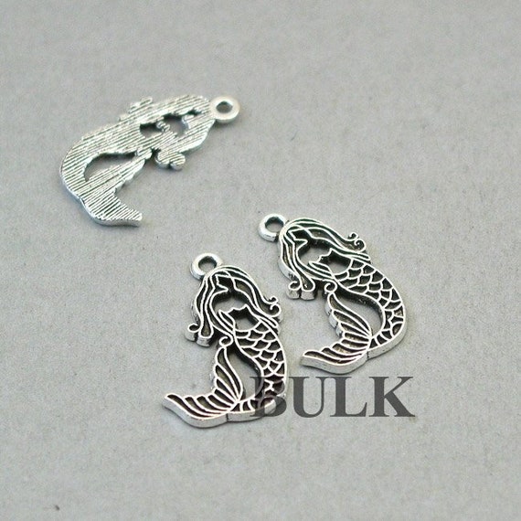 BULK 30 Mermaid Charms Wholesale Mermaid Pendant Beads Antique