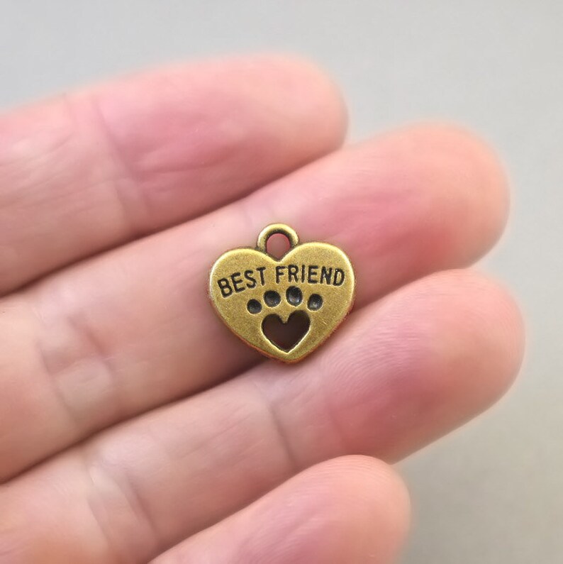 BULK 25 Heart Paw Charms Wholesale Best Friend Dog Paw Cat Etsy